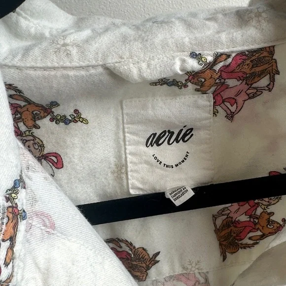 White Christmas button up grinch stole Xmas Cindy Loohoo SMALL OVERSIZED - Picture 2 of 8